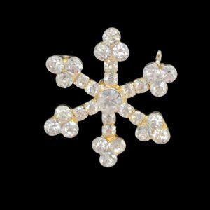 Vintage Super Sparkly Clear Rhinestone Snowflake Brooch Pin Prong Set 1"